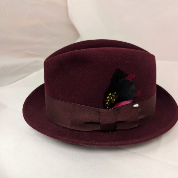 Lite-Felt "Blues Brothers" Burgundy Wool Crushable Fedora, by Capas - Size M - Picture 1 of 7